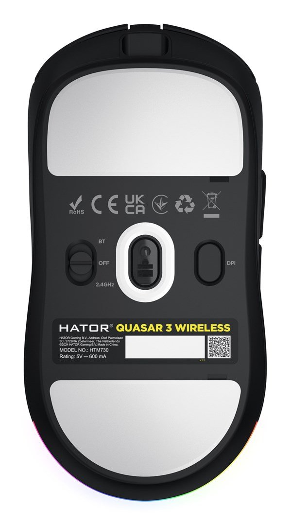 HATOR Quasar 3 Wireless mus Spil Ambidextrous RF Wireless + Bluetooth + USB Type-A Optisk 12000 dpi #3