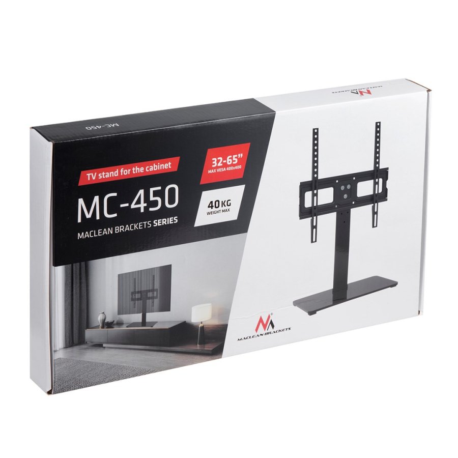 Universal tv-stativ Maclean, til RTV-skab, stativ, maks. 40 kg, maks. VESA 400x400, til TV 32-65