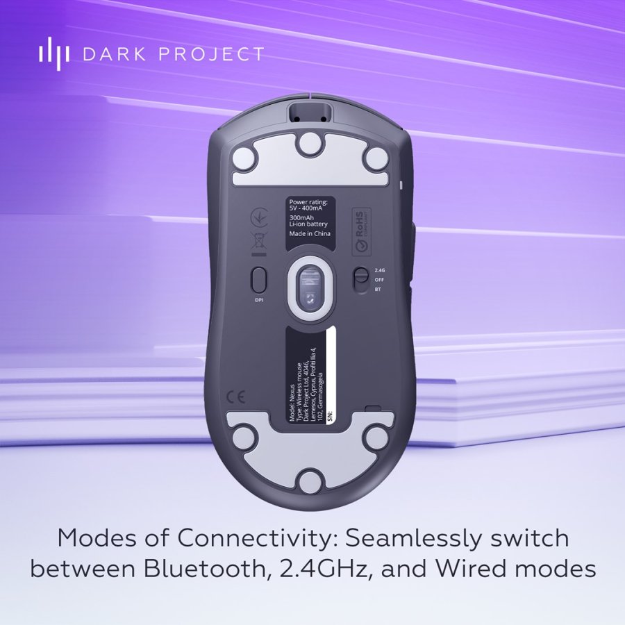 Dark Project DPP_NEXUS_BLACK mus Spil Ambidextrous RF Wireless + Bluetooth + USB Type-C Optisk 26000 dpi #18