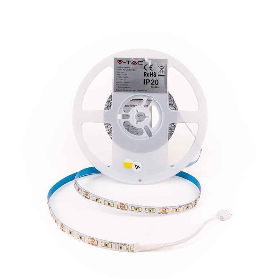 LED-strimmel V-TAC VT-2835 120 CCT 60LED 24V 14W/m 3000-6500K 1550lm (SKU 2897) #3