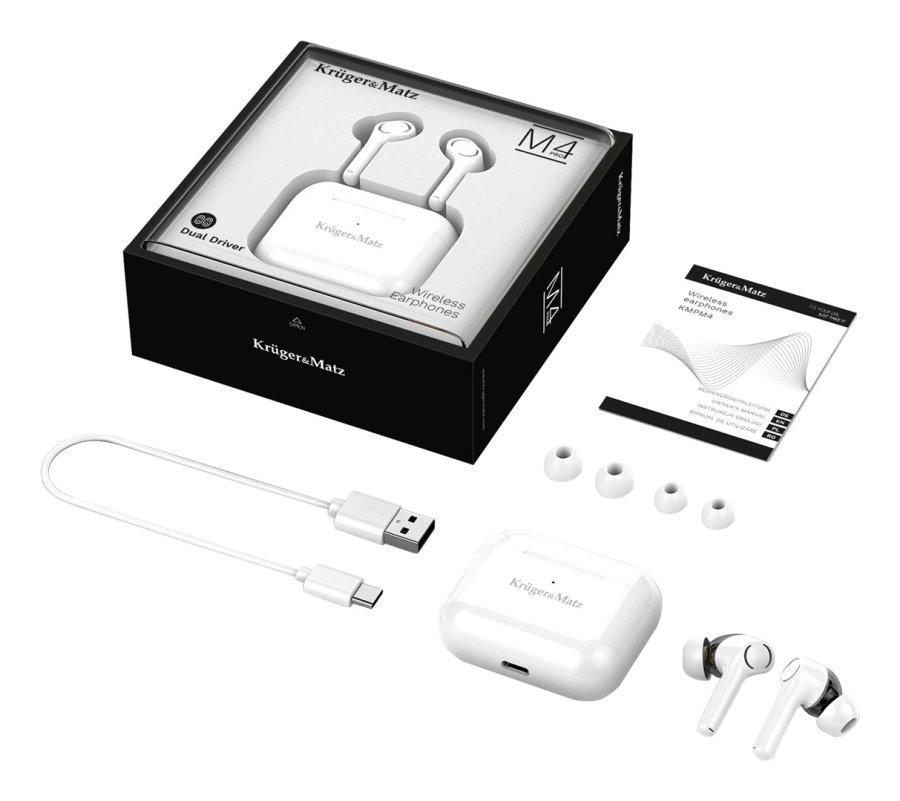 Krger&Matz M4 PRO Headset Trdls I rerne Opkald/Musik/Sport/Hverdag Bluetooth Hvid #5