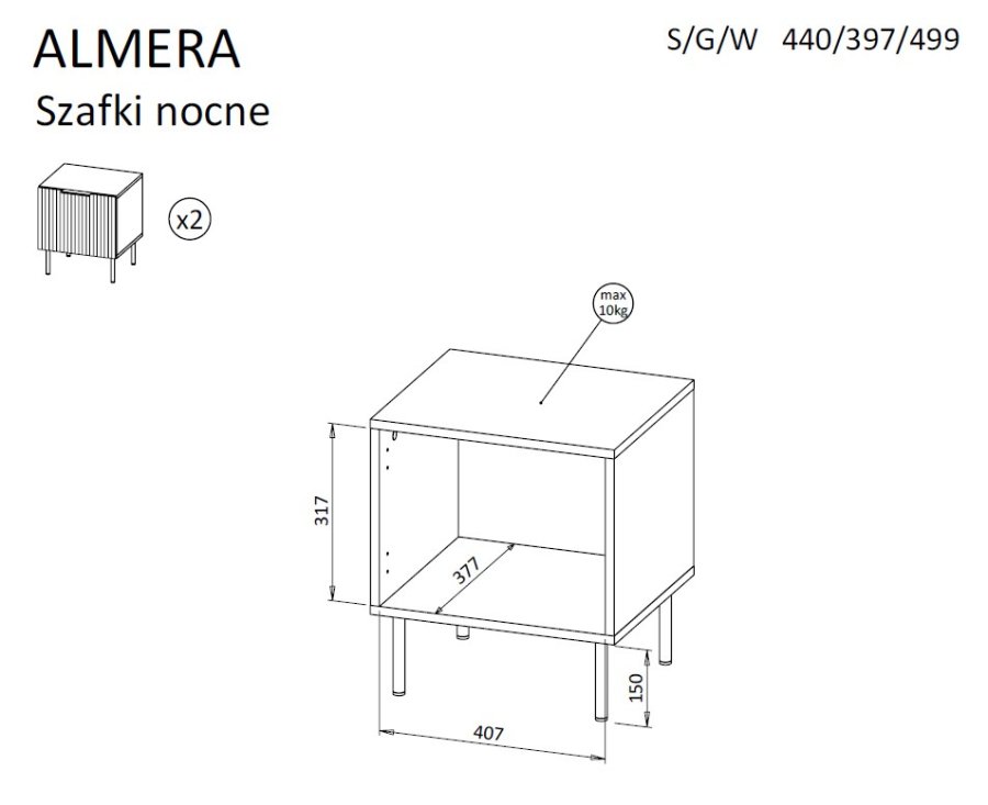Cama ALMERA 5903815011719 sengelampe & sengebord Kashmir-farve, Valnd #4