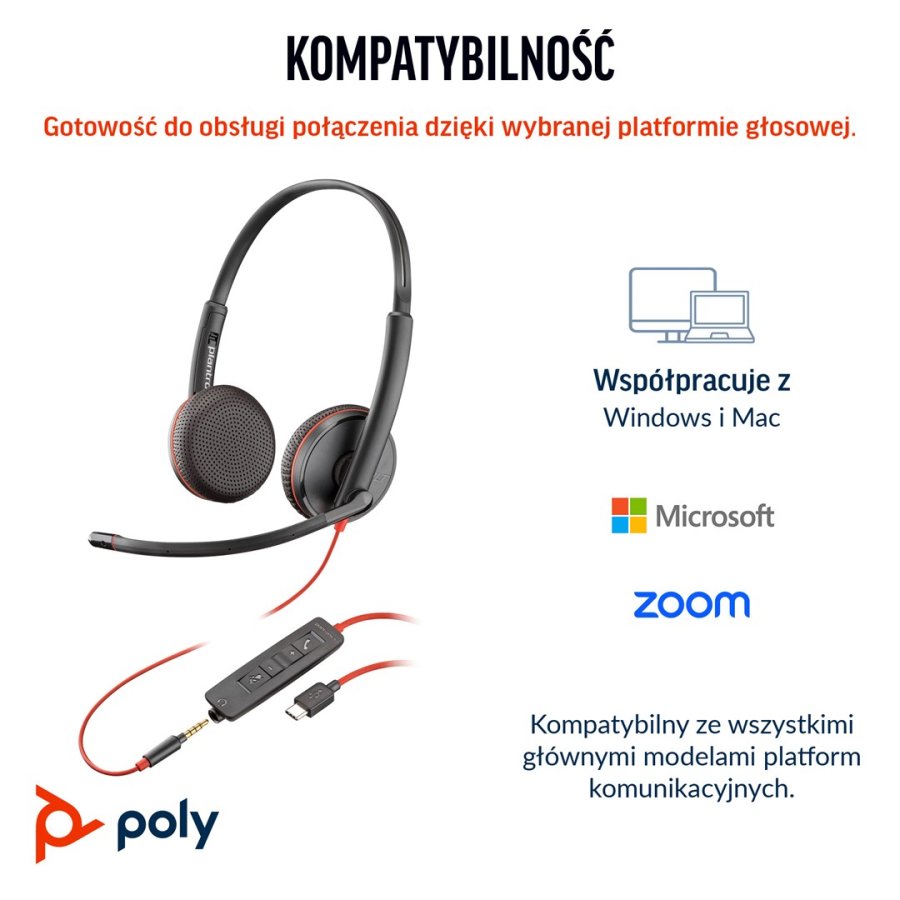 Poly Blackwire 3225 USB-C-stereoheadset + 3,5 mm stik +USB-C/A-adapter (bulk) #5