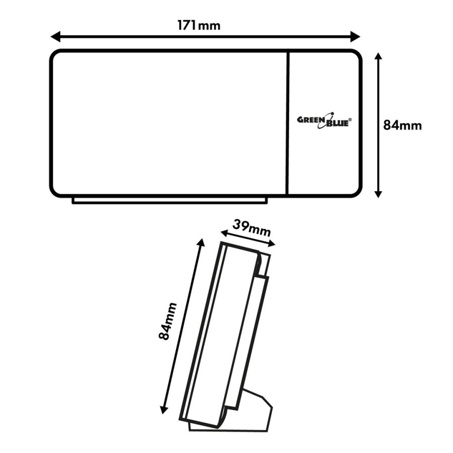 Digital LED-radiowecker med GreenBlue-projektor, FM-radio, alarm, 12/24-timers ur, str�mforsyning USB 5V DC + CR2032, GB172 #5
