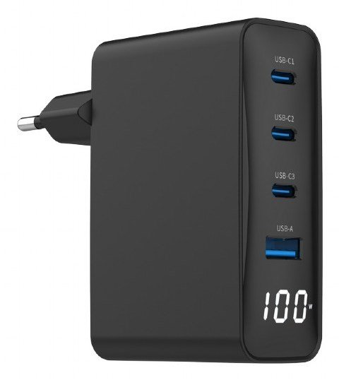 Gembird TA-UC-PDQC100LCD-01-BK oplader til mobil enhed Laptop, Smartphone Sort Vekselstrm Hurtig opladning Indendrs #1