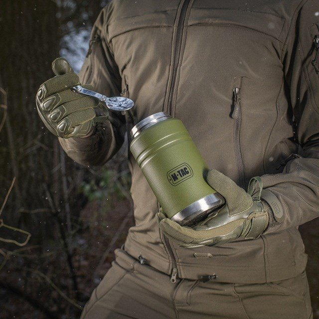 M-Tac UN-R02-750A Termos til mad med sammenklappelig ske i rustfrit stl, 750 ml, olivenfarvet #8
