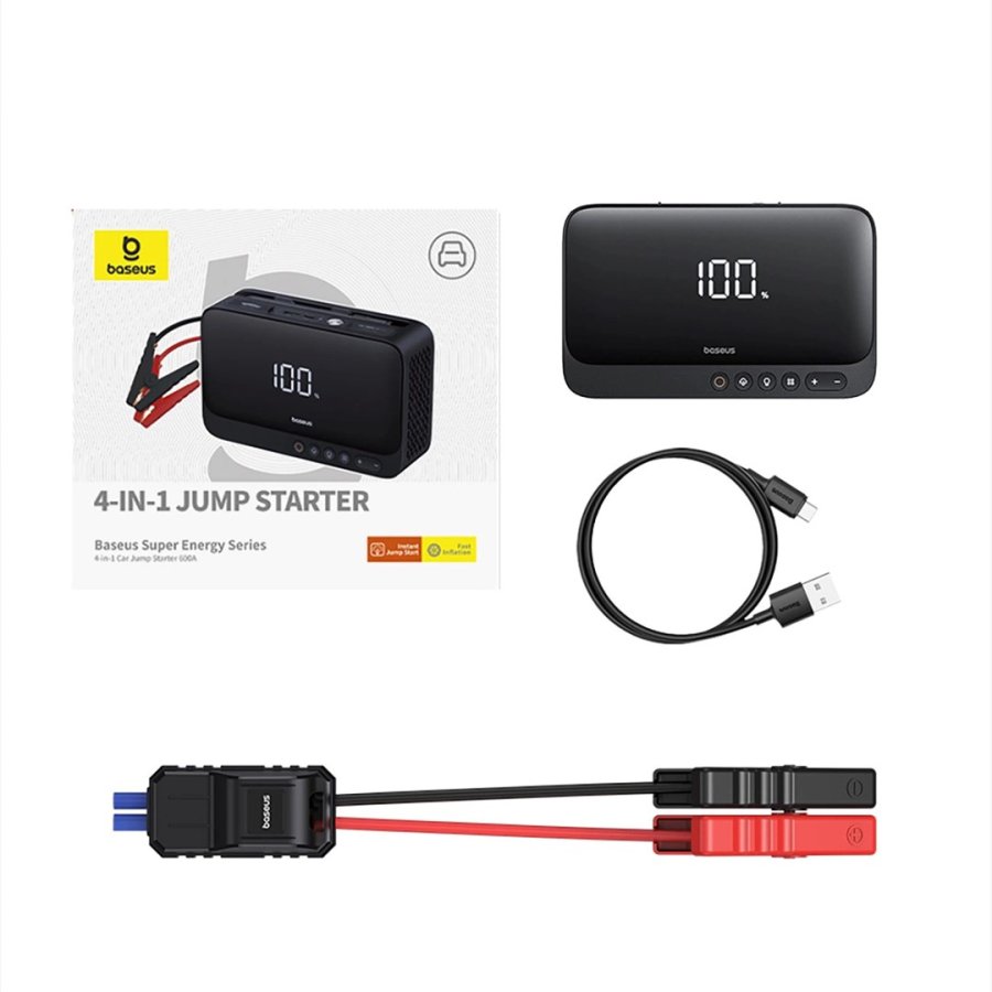 Baseus Super Energy BS-CH013 4in1 - startbooster med lommelygte, 6000 mAh powerbank, kompressor (sort) #7