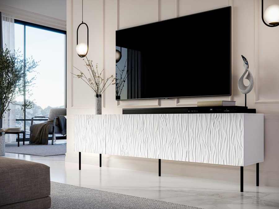RTV JUNGLE kabinet 190x40,5x59,5 hvid mat + sorte ben #6