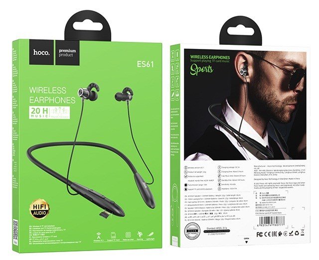 Hoco ES61 Manner Sports Trdlst headset i rerne Opkald/musik Bluetooth Sort #4