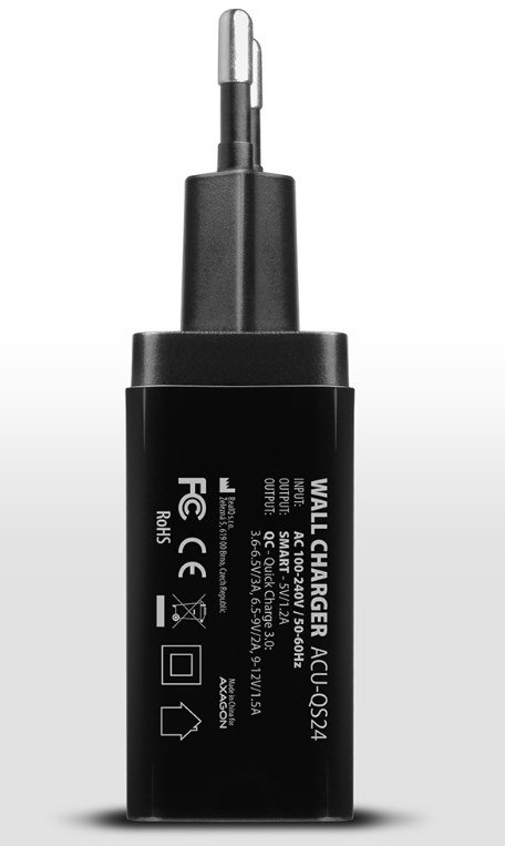 Axagon ACU-QS24 oplader til mobil enhed Smartphone Sort Vekselstrm Hurtig opladning Indendrs #2