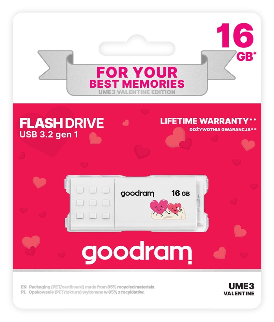 Goodram UME3 Valentine USB-ngle16 GB USB Type-A 3.2 Gen 1 (UME3-0160W0R11-V) Hvid #5