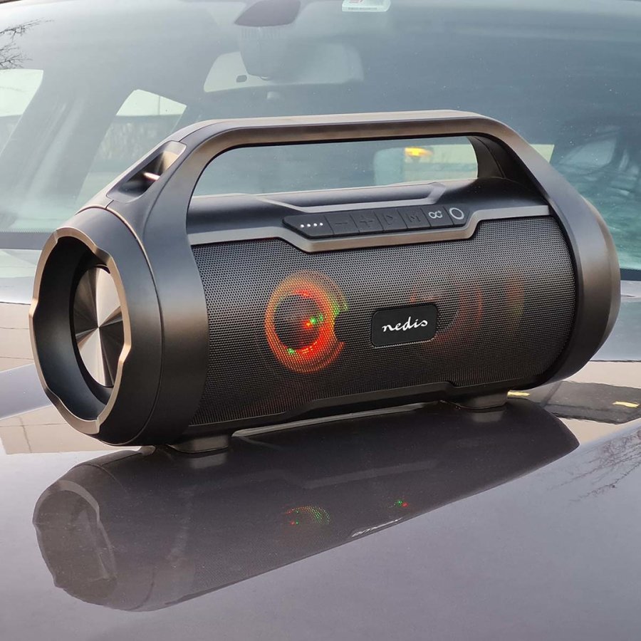 Bluetooth Party Boombox | 6 timer | 2.0 | 120 W | Medieafspilning: AUX / Micro SD / USB | IPX5 | Kan parres | Brehndtag | Fest lys | Sort #13