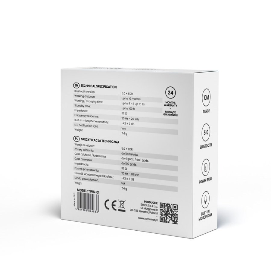 Bluetooth hovedtelefoner Savio TWS-01 Hvid #2