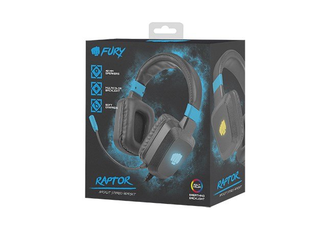 FURY NFU-1584 hovedtelefoner/headset Ledningsfrt Spil Sort, Bl #2