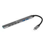 BakkerElkhuizen USB-C Hub 7-in-1 (3A+4C) USB Type-C 5000 Mbit/s Sort, Gr� #1