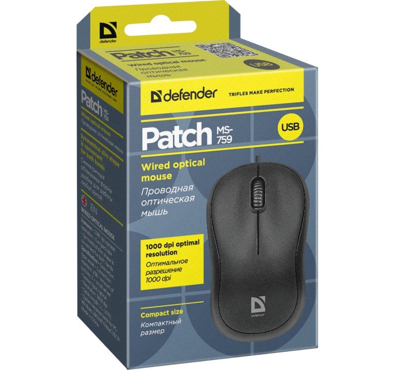 Computermus Defender PATCH MS-759 BLACK OPTICAL 1000dpi 3P #5