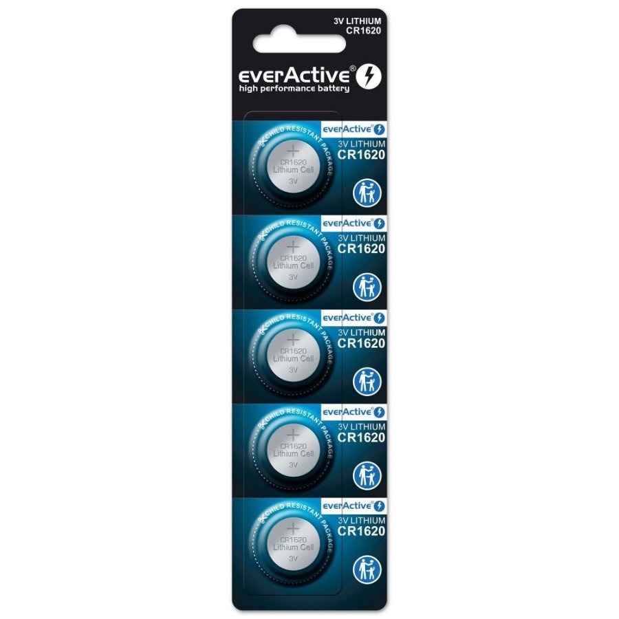 Mini everActive CR1620 lithiumbatteri i blister med 5 stk. #1
