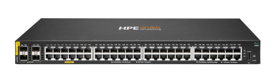 HPE Aruba Networking CX 6100 48G Class4 PoE 4SFP+ 370W Switch Administreret L3 Gigabit Ethernet (10/100/1000) Strm over Ethernet (PoE) 1U Sort #1