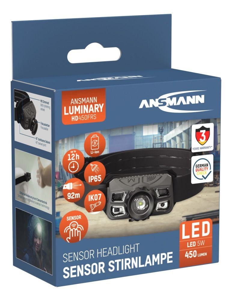 Ansmann HD450FRS Sort, Gr Hovedbnd lommelygte LED #12