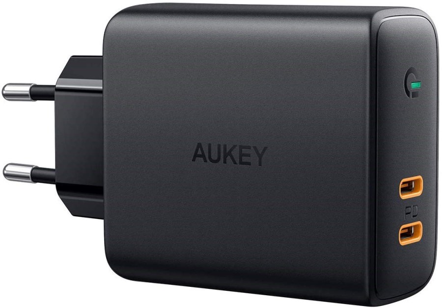 AUKEY PA-D5 GaN oplader til mobil enhed Sort 2xUSB C Power Delivery 3.0 63W 6A Dynamic Detect #1
