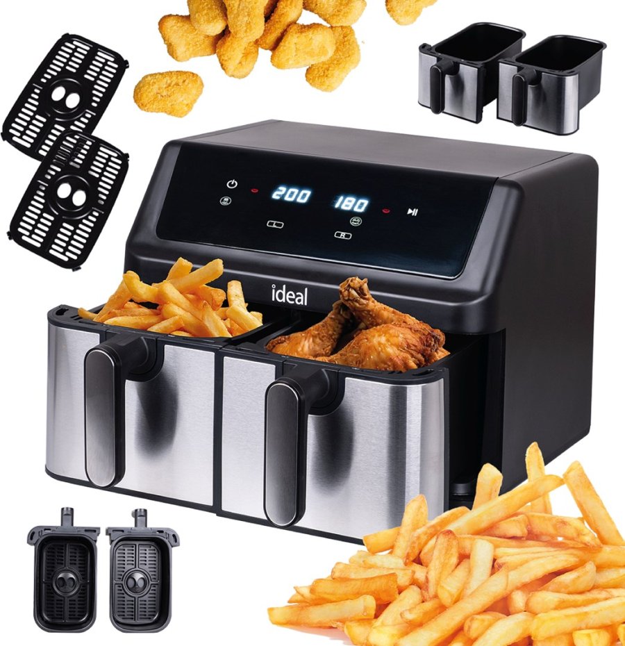 IDEAL fritéza bez tuku, dvojitá horizontální 9l, 8 funkcí - včetně sušení potravin #1