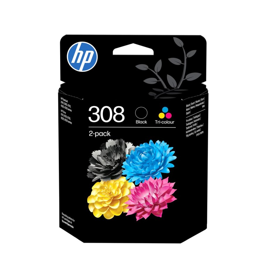 HP 308 original bl�kpatron, sort/trefarvet kombipakke med 2 stk. #1