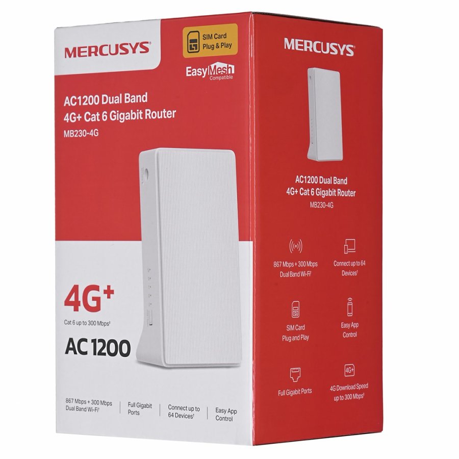 Mercusys MB230-4G trdls router Gigabit Ethernet Dual-band (2,4 GHz / 5 GHz) Hvid #12
