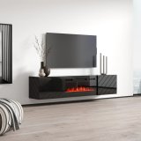 RTV LUXE-skab 182,6x34,5x37,5 sort/sort glans + sort pejs #2