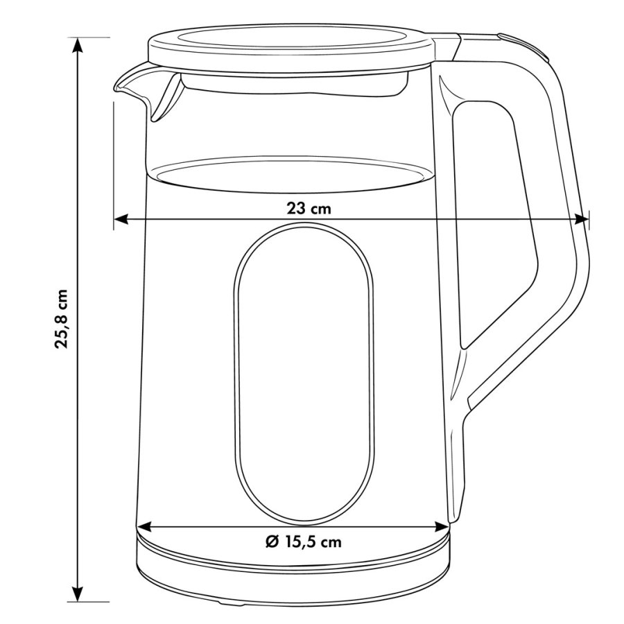 GreenBlue tr�dl�s elkedel, 1,7 l, vandbeholder i glas, letl�seligt display, temperaturvalg, 2200 W, GB670 B #11