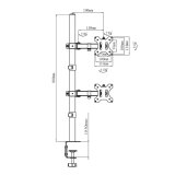 Maclean MC-967 Dobbelt lodret skrmholder til skrivebord max VESA 100x100, 13-27