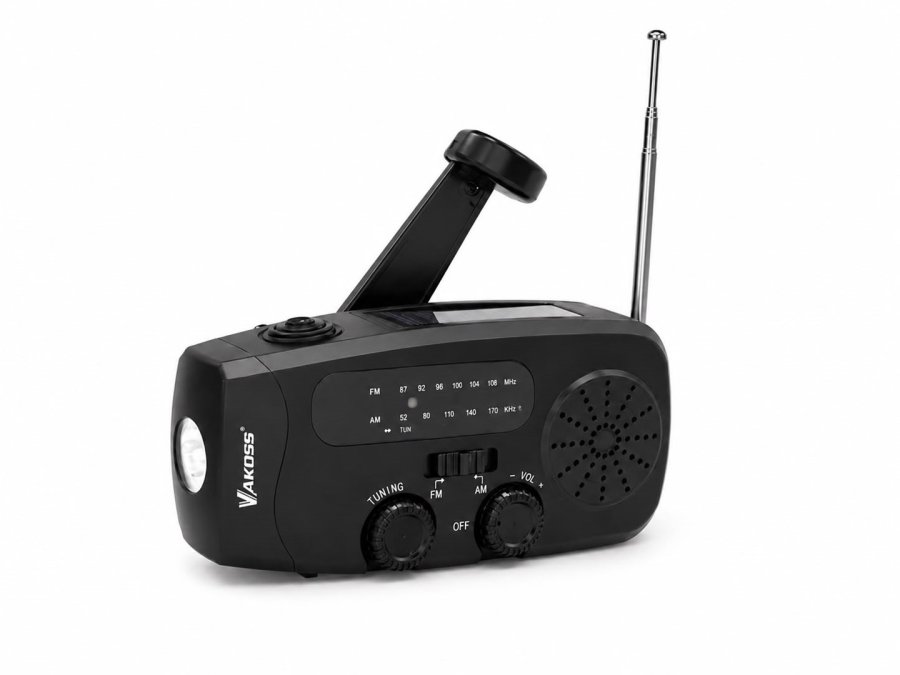 Vakoss FM-3660K N�dradio FM/AM med Dynamo/Lommelygte/Powerbank/Solpanel #1