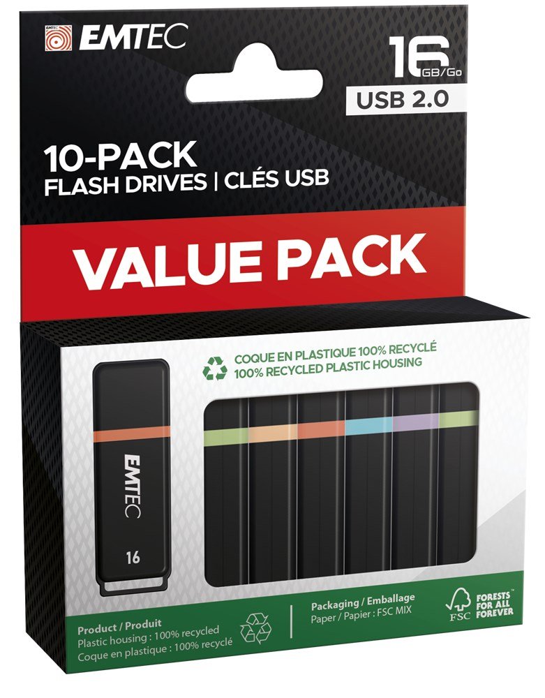 Emtec K100 USB-n�gle 16 GB USB Type-A 2.0 Sort, Flerfarvet #1