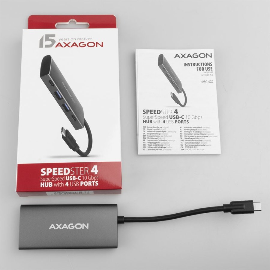 Axagon HMC-4G2 interface hub USB 3.2 Gen 2 (3.1 Gen 2) Type-C 10000 Mbit/s Gr #8