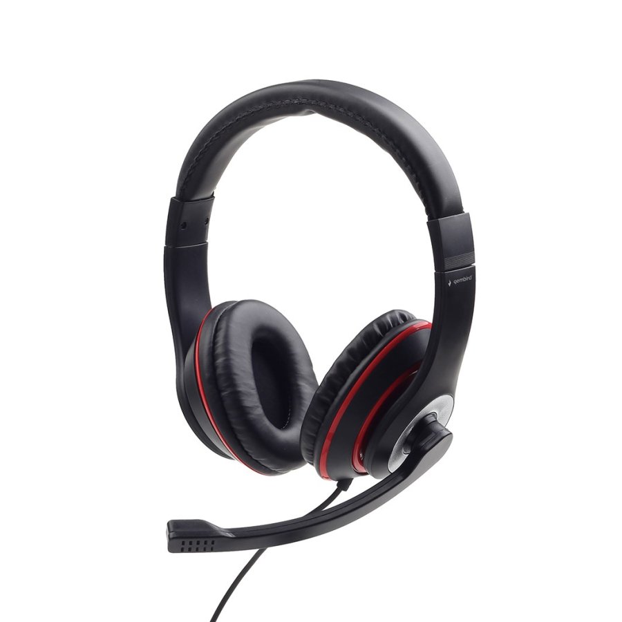 Gembird MHS-03-BKRD hovedtelefoner/headset Ledningsfrt Spil Sort, Rd #1