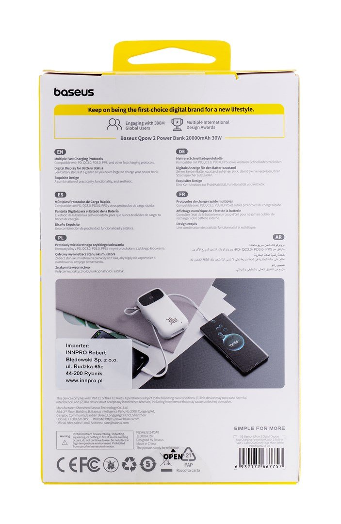 Baseus QPow2 Lithium polymer (LiPo) 20000 mAh Hvid #2