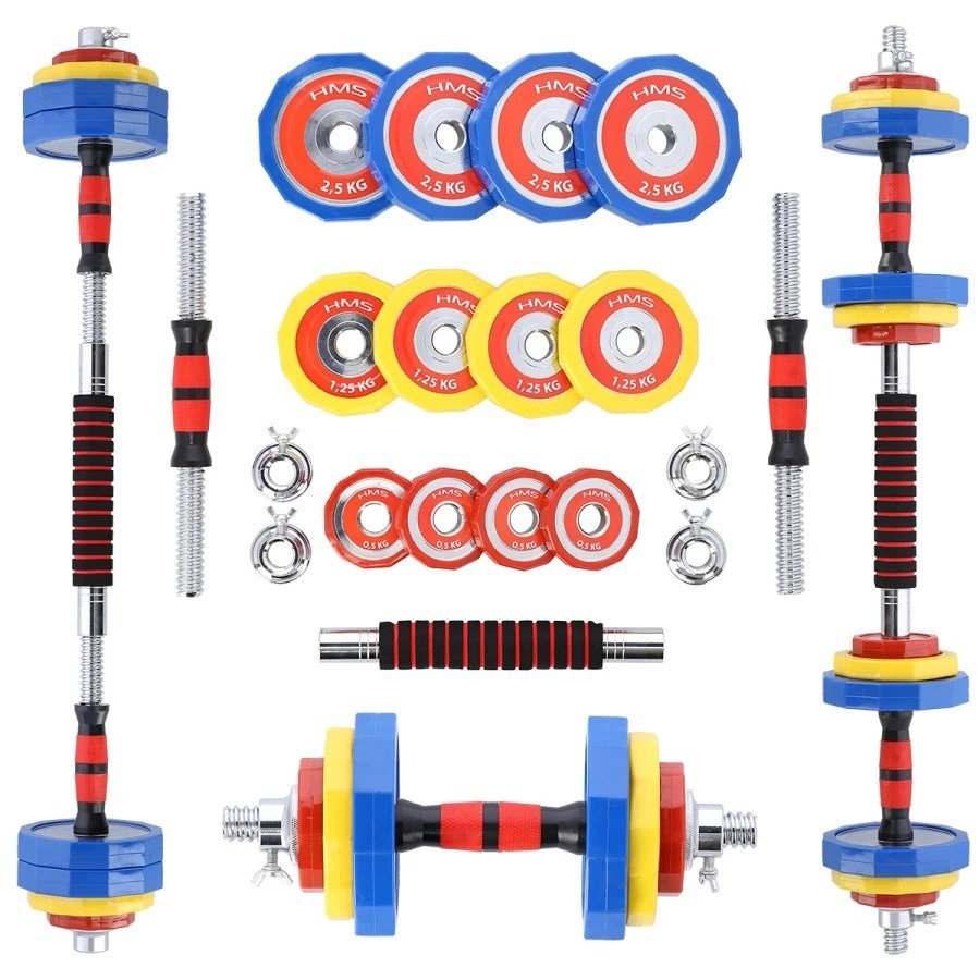 Farvede vgtstnger med vgtstangsfunktion i etui HMS SKC20 2 x 10 kg #1