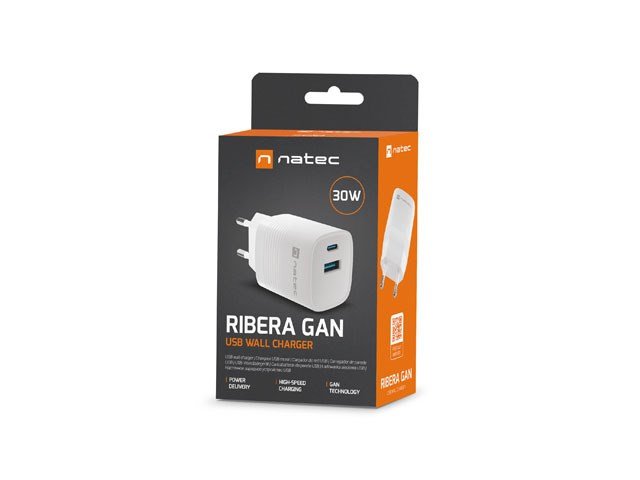 NATEC RIBERA GAN OPLADER 1X USB-A + 1X USB-C 30W HVID #4
