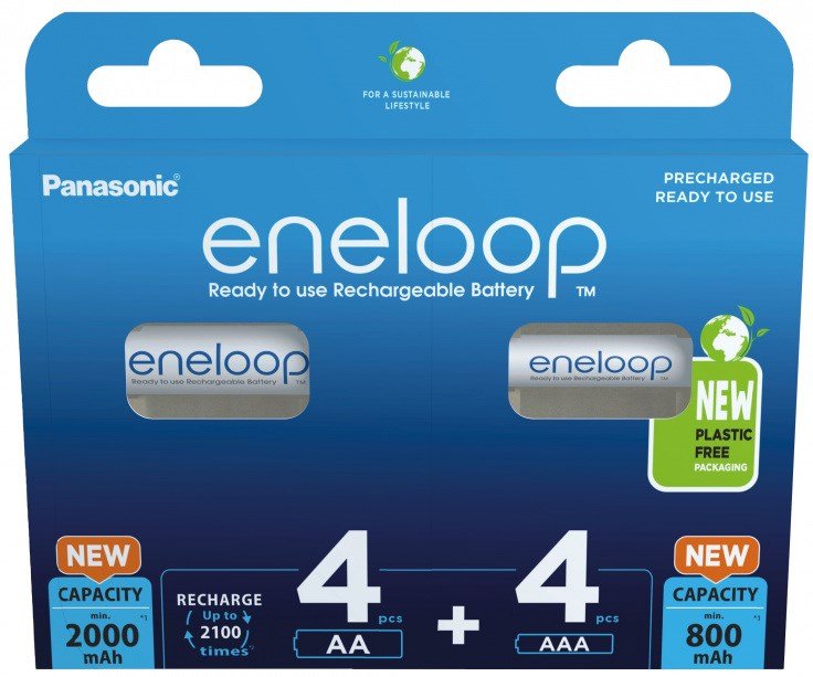Genopladelige batterier PANASONIC ENELOOP 4x AA 2000 mAh + 4x AAA 800 mAh 8 szt (BK-3MCDE+4MCDE/8CP) #2