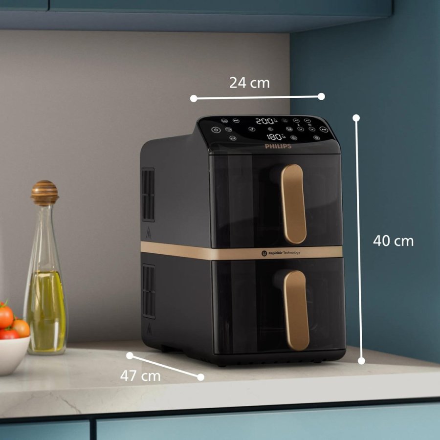 Philips 4000 series NA462/80 frituregryde Dobbelt 10 L Enkeltst�ende 2750 W Varmluftsteger Sort, Guld, Gr� #8