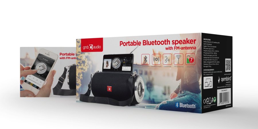 Brbare Bluetooth-hjttalere GEMBIRD SPK-BT-17 Sort #3