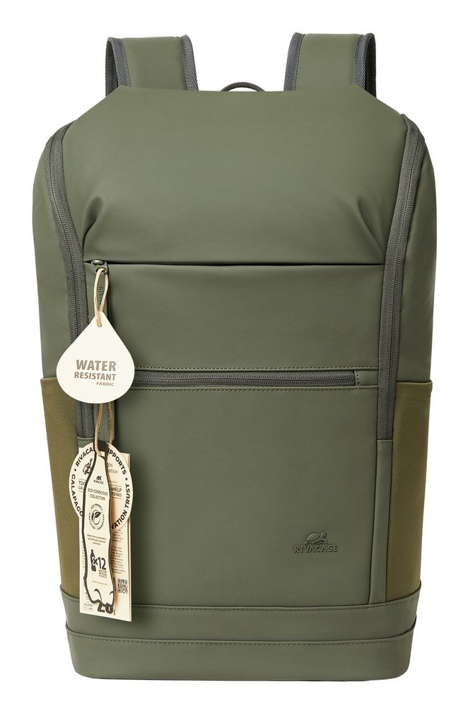 Rivacase Eden rygs�k Rejserygs�k Oliven PU-l�der, Polyester, Genanvendt polyethylenterephthalat (rPET) #23