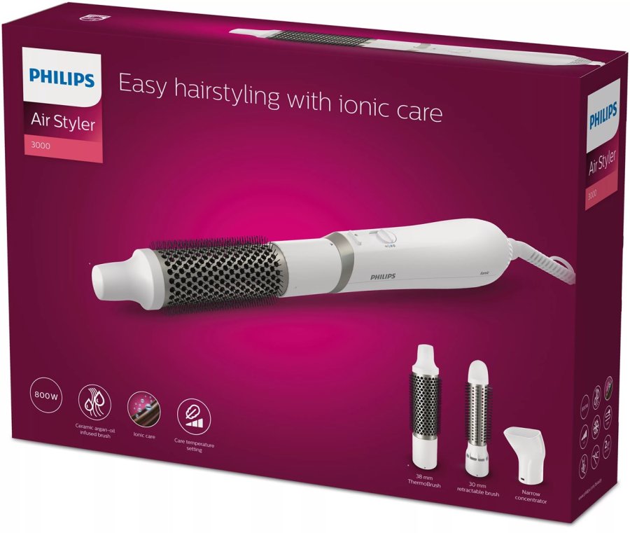 Philips 3000 series BHA303/00 hrstyler Varmluftsbrste Varm Hvid 800 W 1,8 m #8