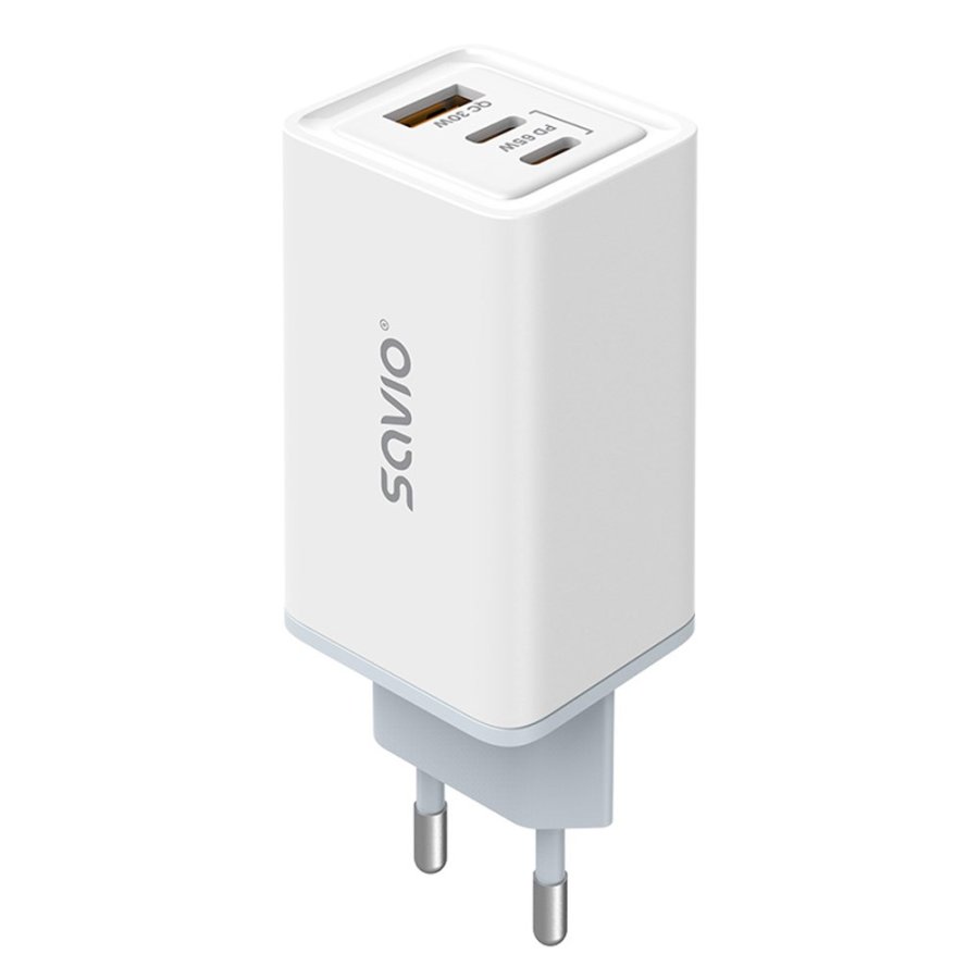 SAVIO LA-07 GaN 65W netoplader, USB, QC4.0+, PD 3.0, hvid #9