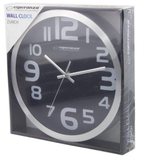 Esperanza EHC013K Wall Clock - Zurich - Black Kvartsur Oval Sort, Hvid #2
