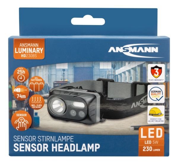 Ansmann HD230BS Sort Hovedbnd lommelygte COB LED #3