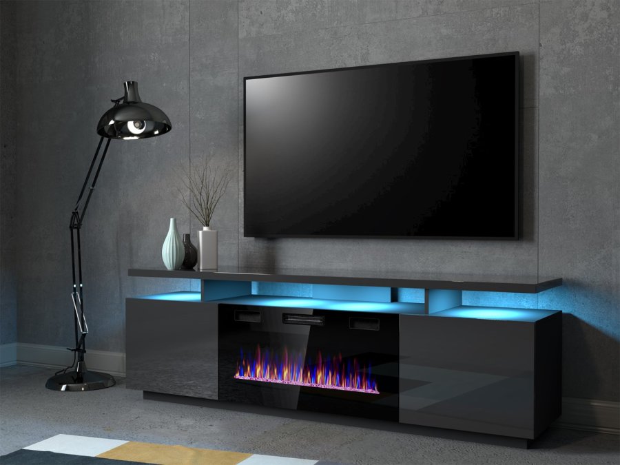 RTV EVA-skab med elektrisk pejs 180x40x52 cm grafit/blank grafit #2