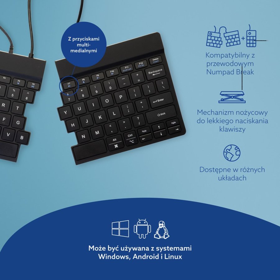 R-Go Tools Ergonomisch toetsenbord R-Go Split Break v2 met pauzesoftware, gesplitst toetsenbord, QWERTY (US), bedraad, zwart #8