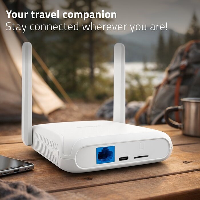Qoltec 56980 Hjem og rejse 4G LTE-router med Wi-Fi 6 | AX300 | 2,4 GHz | Dobbelt antenne | USB-C | Micro SIM #4