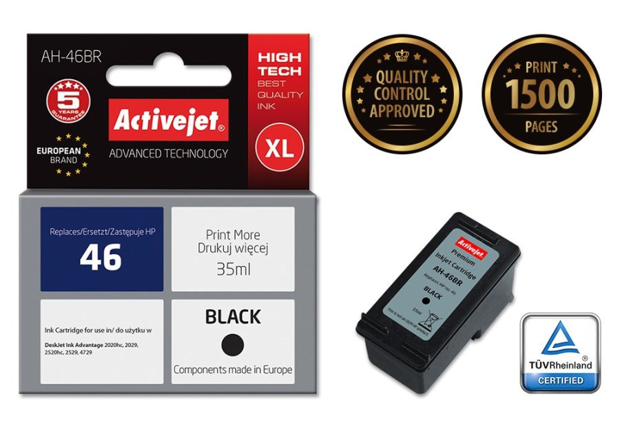 Activejet AH-46BR-blk (erstatning HP 46 CZ637AE; Premium; 35 ml; sort) #2