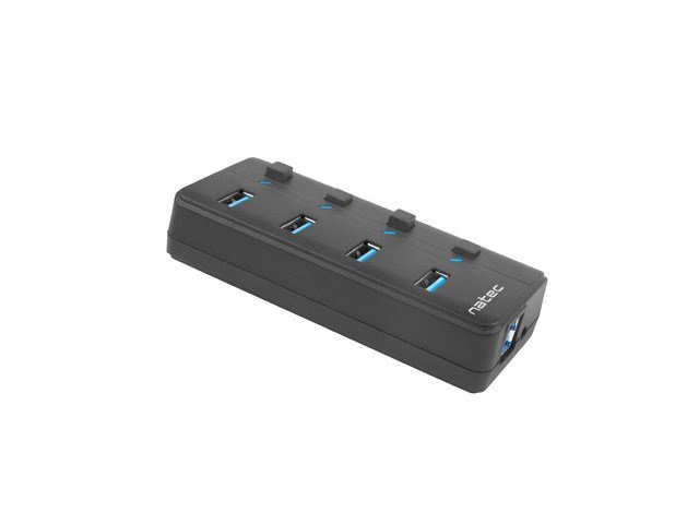 NATEC HUB USB 3.0 MANTIS 2 4-PORT MED SWITCH+STRMFORSYNING #4